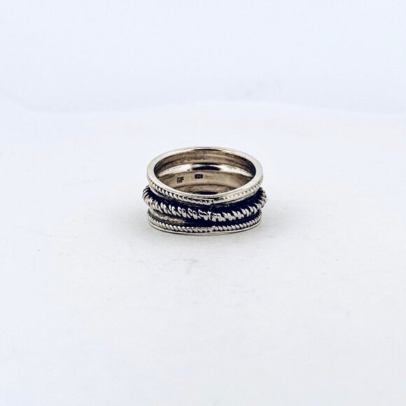 Estate Sterling Silver Wide Rope Band Ring Size 7.5 – Vintage 925 Jewelry - Picture 3 of 11